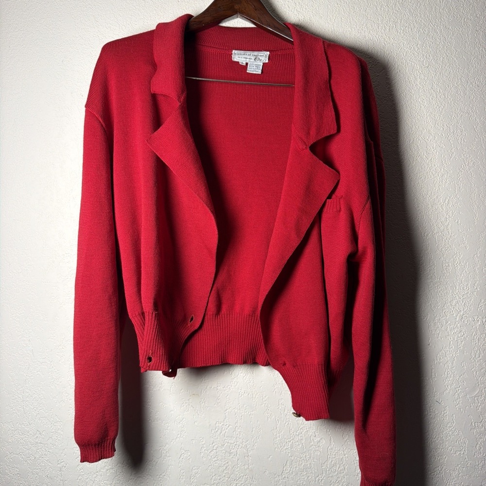 Vintage Tricots St. Raphael 100% Virgin Wool Cardigan Sweater Size Large